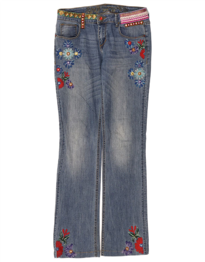 Desigual Jeans Bootcut Feminino W32 L32 Azul Floral