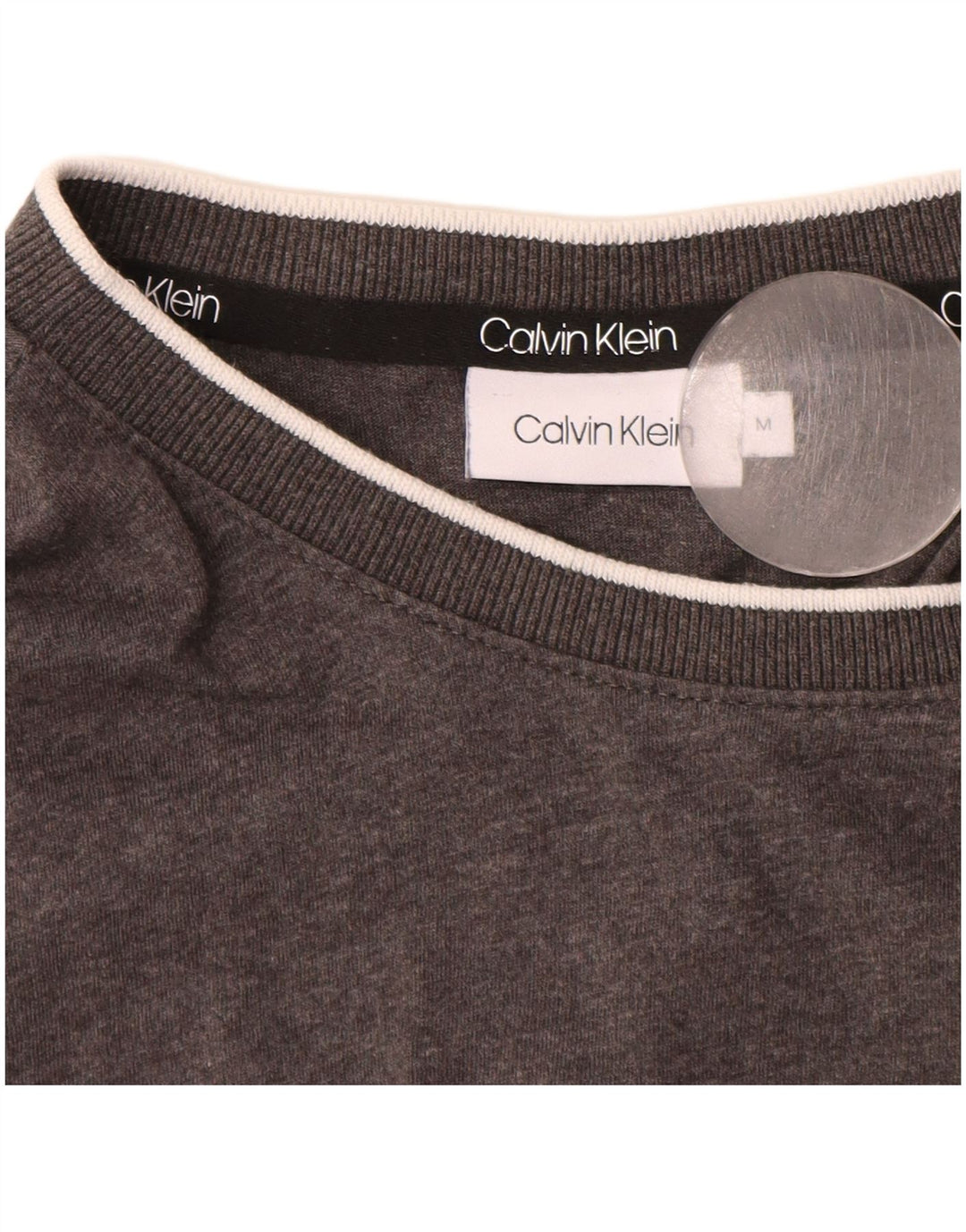 Calvin Klein Camiseta masculina gráfica Top algodão manchado cinza médio