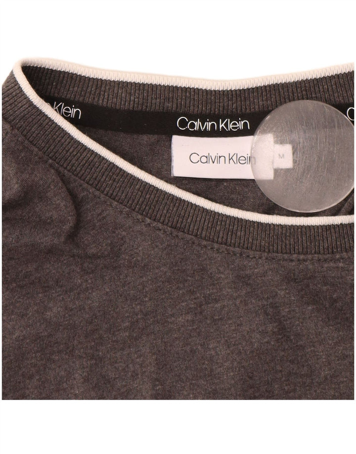 Calvin Klein Camiseta masculina gráfica Top algodão manchado cinza médio