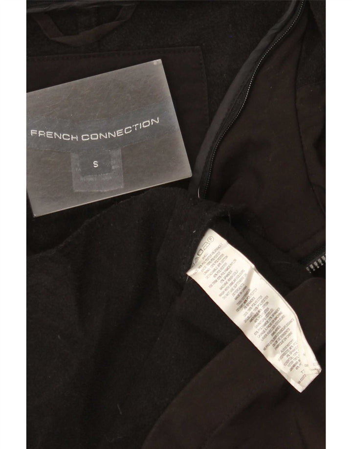 Casaco corta-vento feminino com capuz French Connection UK 10 pequeno preto