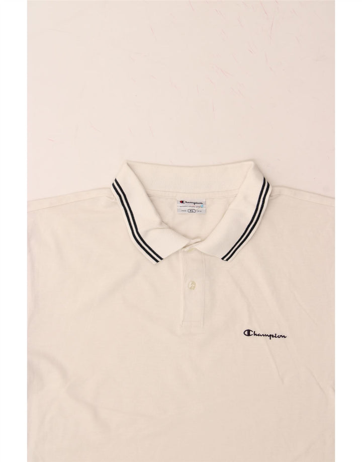 CHAMPION Mens Polo Shirt XL White Cotton Vintage Champion and Second-Hand Champion from Messina Hembry 