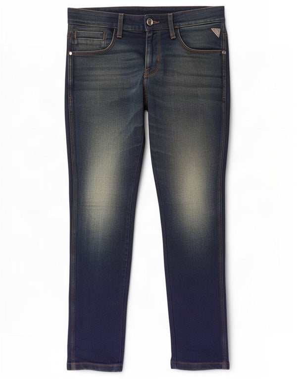 Wrangler Mens Jeans Slim Cintura Baixa W32 L31 Azul Marinho Algodão