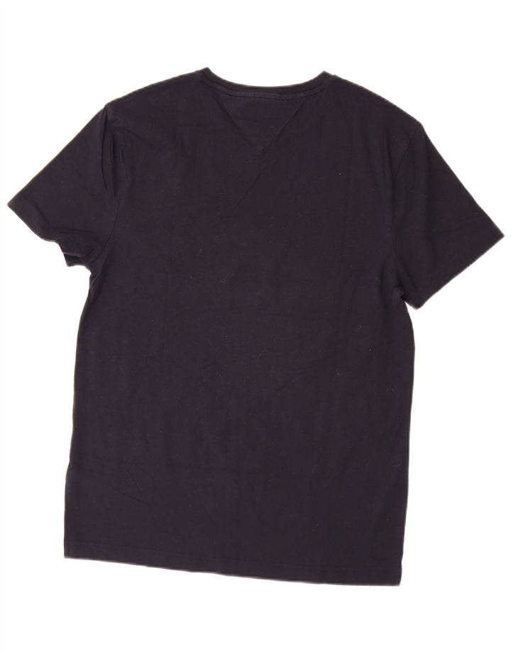 TOMMY HILFIGER Camiseta masculina Stretch Slim Fit Top Médio Azul Marinho Algodão