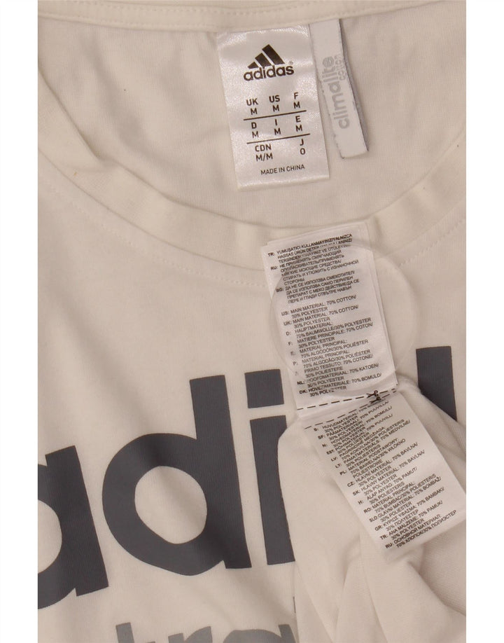 Adidas Mens Climalite Graphic Camiseta Top Médio Algodão Branco
