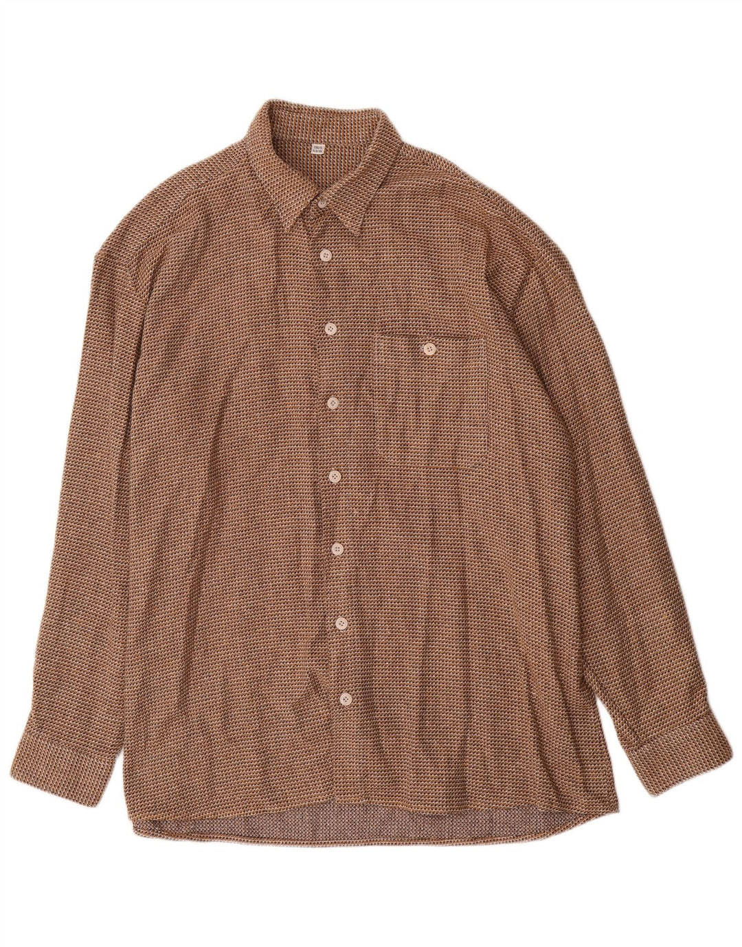 Camisa masculina vintage tamanho 43 XL marrom houndstooth algodão