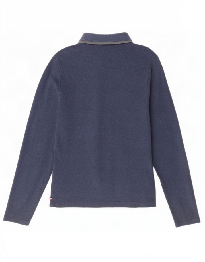 Camisa polo masculina de manga comprida Tommy Hilfiger de algodão azul marinho médio