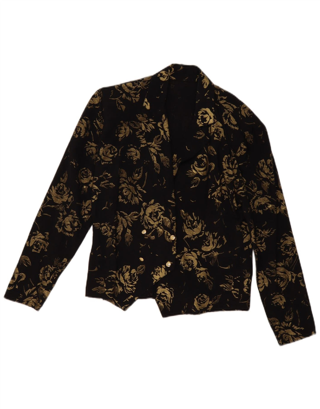 Jaqueta blazer feminina VINTAGE com peito duplo UE 36 pequena floral preta