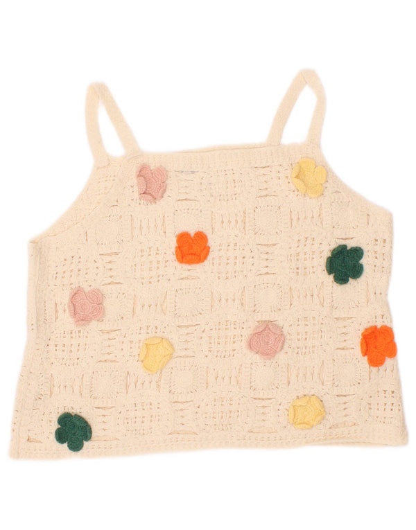 Zara Girls Crochet Cami Top 6-7 anos Off White Floral