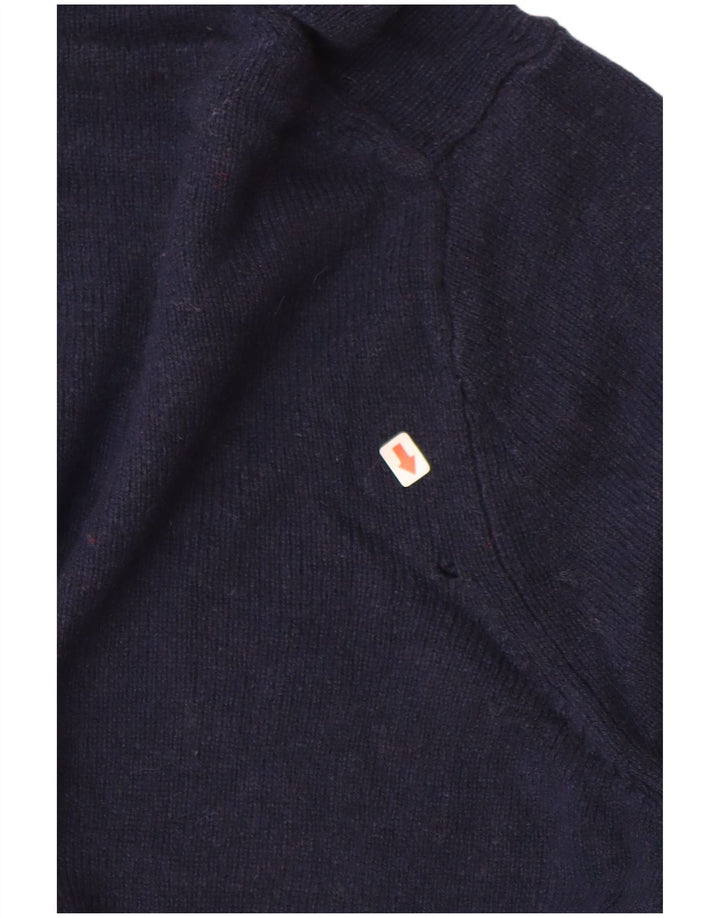 Suéter masculino Marks & Spencer com gola canoa grande de lã azul marinho