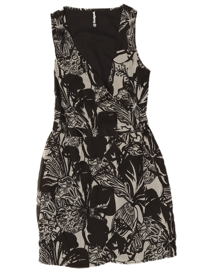 Vestido feminino DESIGUAL sem mangas EU 38 poliéster floral preto médio
