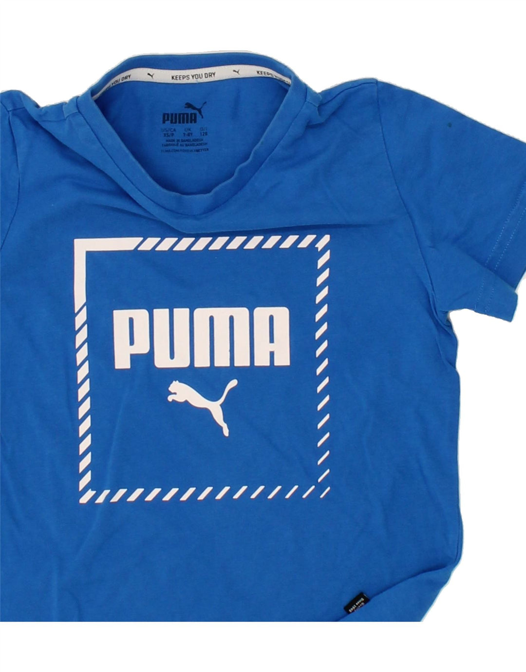 PUMA Boys Graphic T-Shirt Top 7-8 Years Blue Vintage Puma and Second-Hand Puma from Messina Hembry 