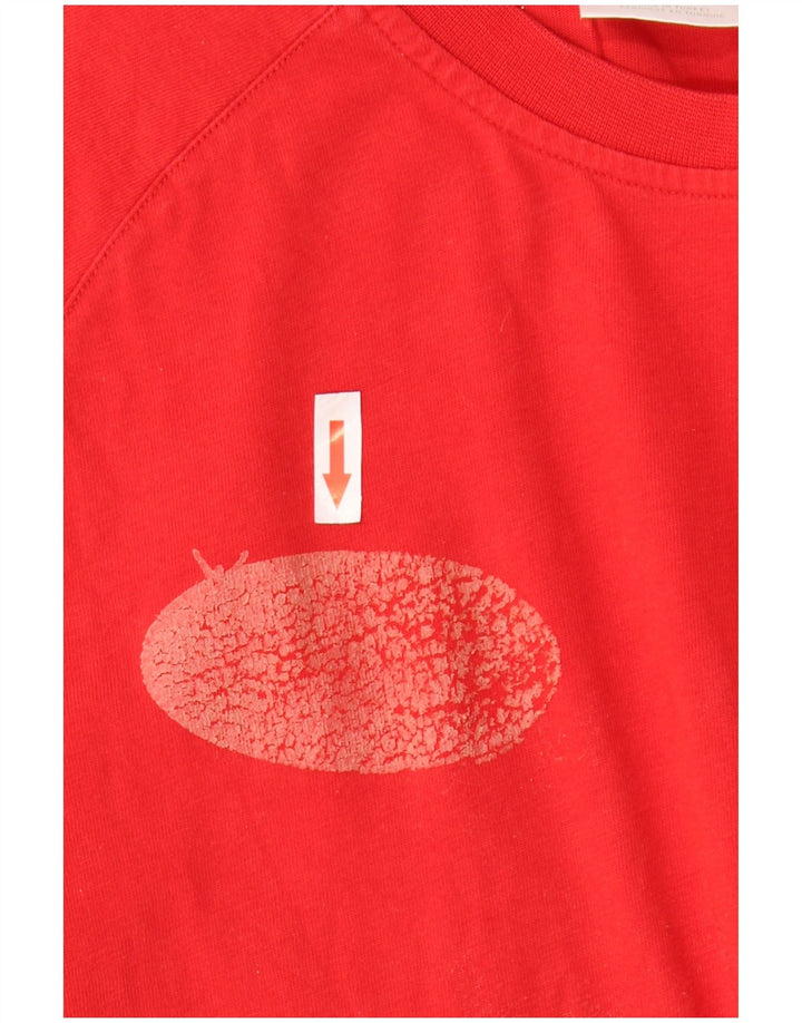 Adidas Mens T-Shirt Top Pequeno Algodão Vermelho