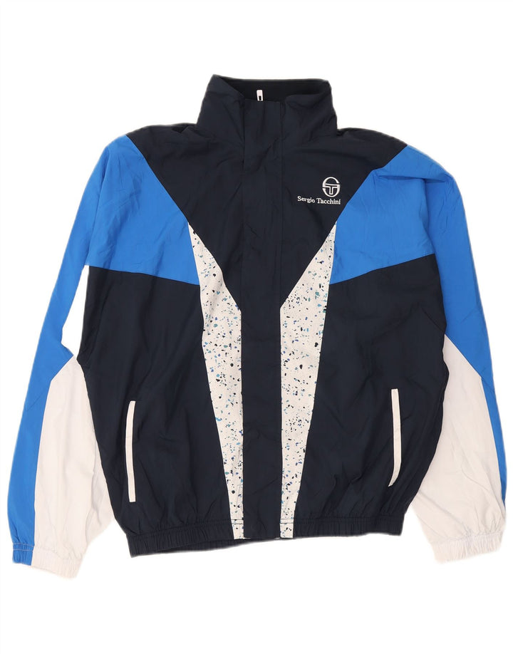Sergio Tacchini Jaqueta masculina de agasalho médio azul marinho colorblock