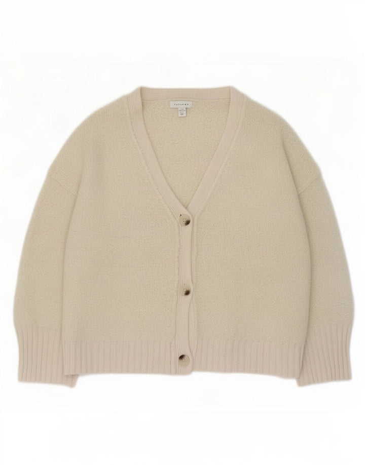 Suéter de cardigã desproporcionado feminino Topshop Reino Unido 10 pequeno poliéster esbranquiçado