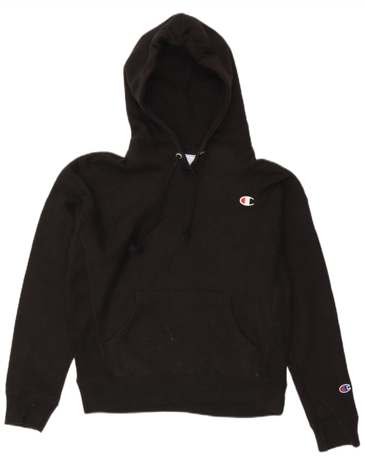 Jumper com capuz feminino Champion UK 14 médio algodão preto