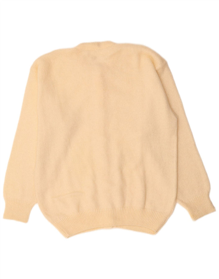 Suéter cardigã feminino VINTAGE UK 14 médio off white mohair