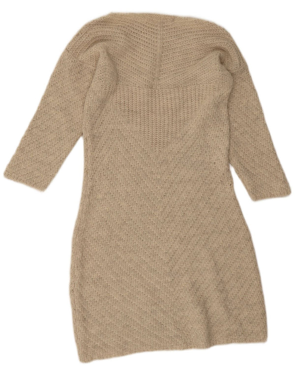 Vestido jumper feminino Zara de manga comprida Reino Unido 14 grande bege