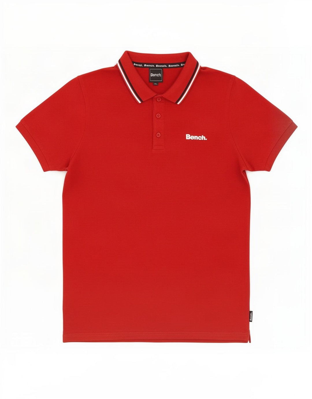 Camisa polo masculina Bench de algodão listrado vermelho médio