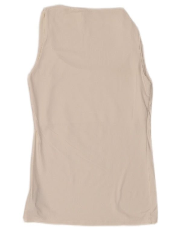 Zara Womens Vest Top UK 12 Médio Branco Poliamida