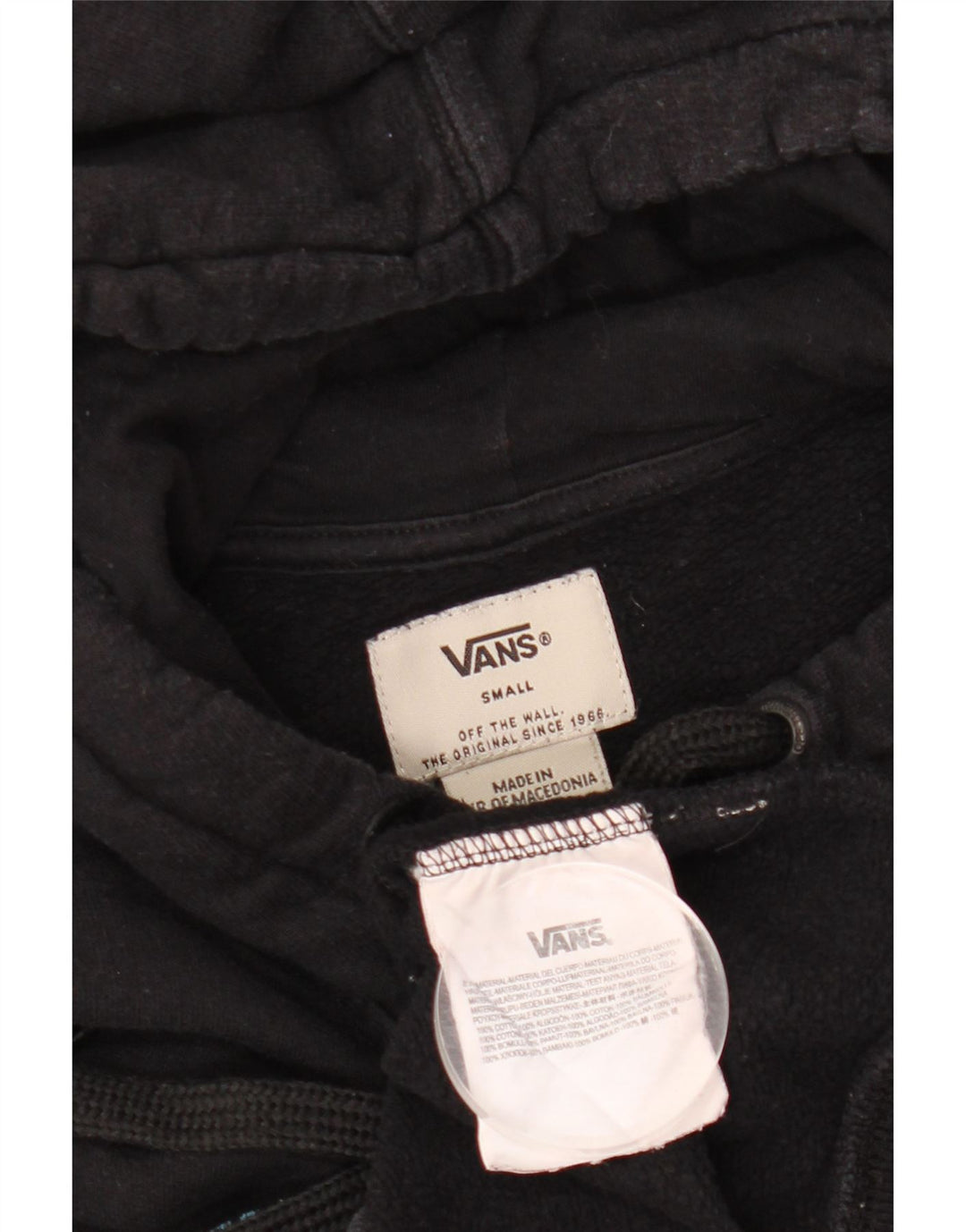 Vans masculino gráfico moletom com capuz pequeno algodão preto