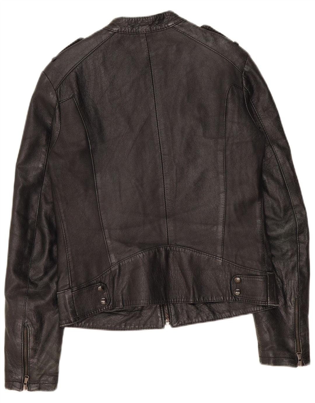 Jaqueta feminina vintage de couro para motociclista UK 12 couro preto médio