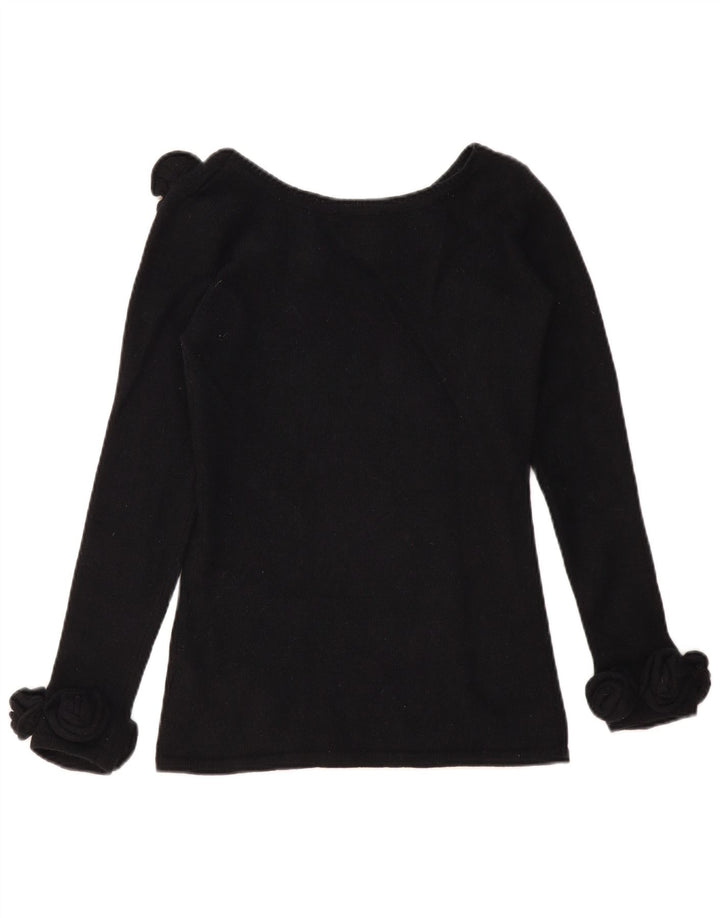 Alba Moda Suéter feminino com gola canoa, Reino Unido 10, pequeno, preto, lã nova