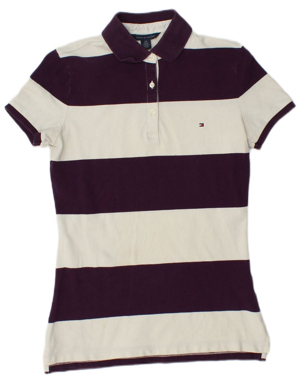 Camisa polo feminina Tommy Hilfiger Reino Unido 8 pequena listrada multicolorida de algodão
