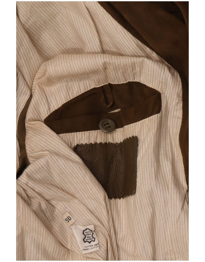 Jaqueta bomber de camurça masculina vintage UE 50 grande couro cáqui