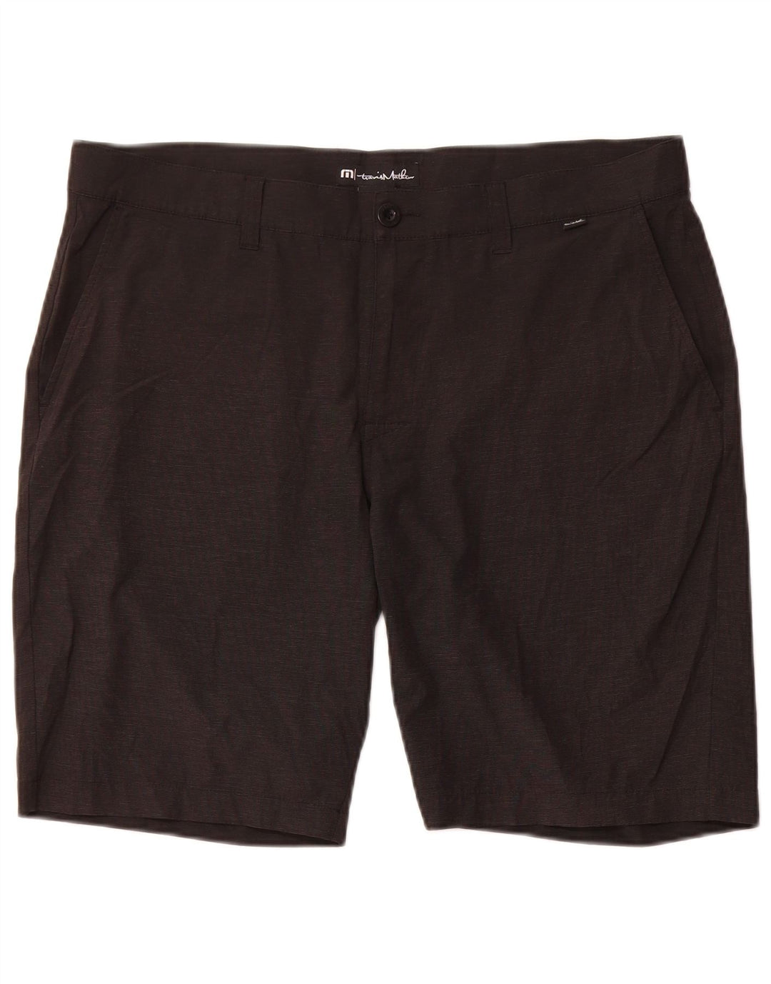 Travis Mathew Mens Chino Shorts W38 XL Preto Risca de Giz Poliéster