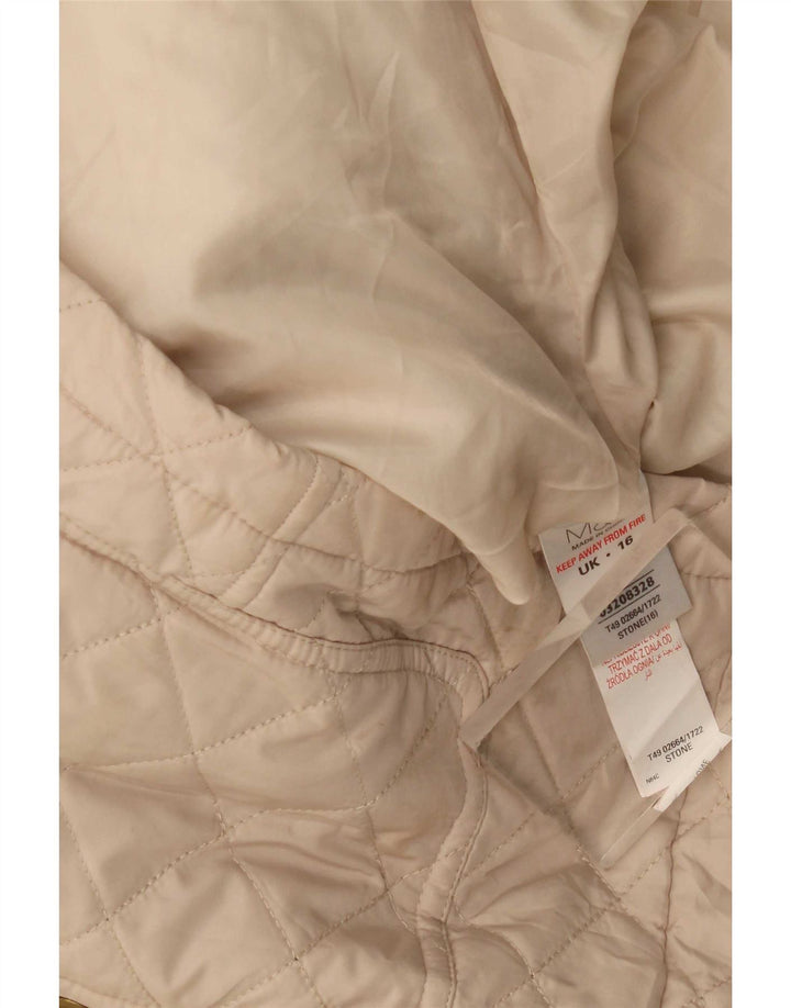 Jaqueta acolchoada feminina Marks & Spencer Reino Unido 16 grande poliéster bege