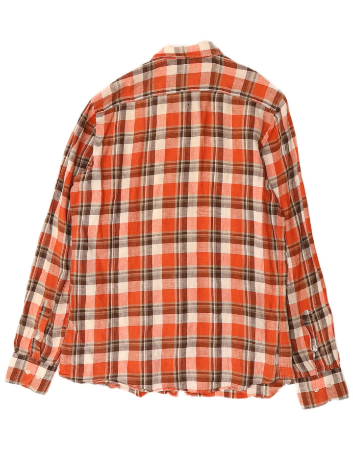 Camisa masculina casual Massimo Dutti xadrez médio vermelho