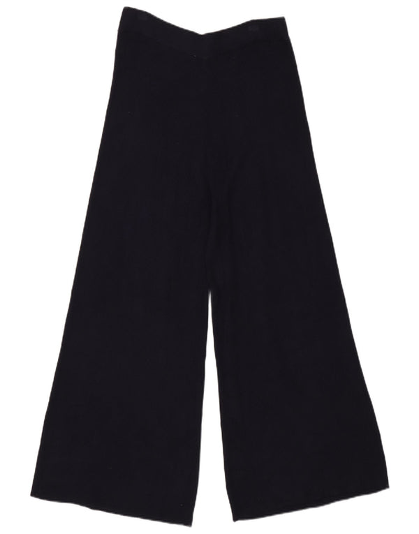 Zara Calça feminina casual cintura alta perna larga pequena W26 L26 azul marinho