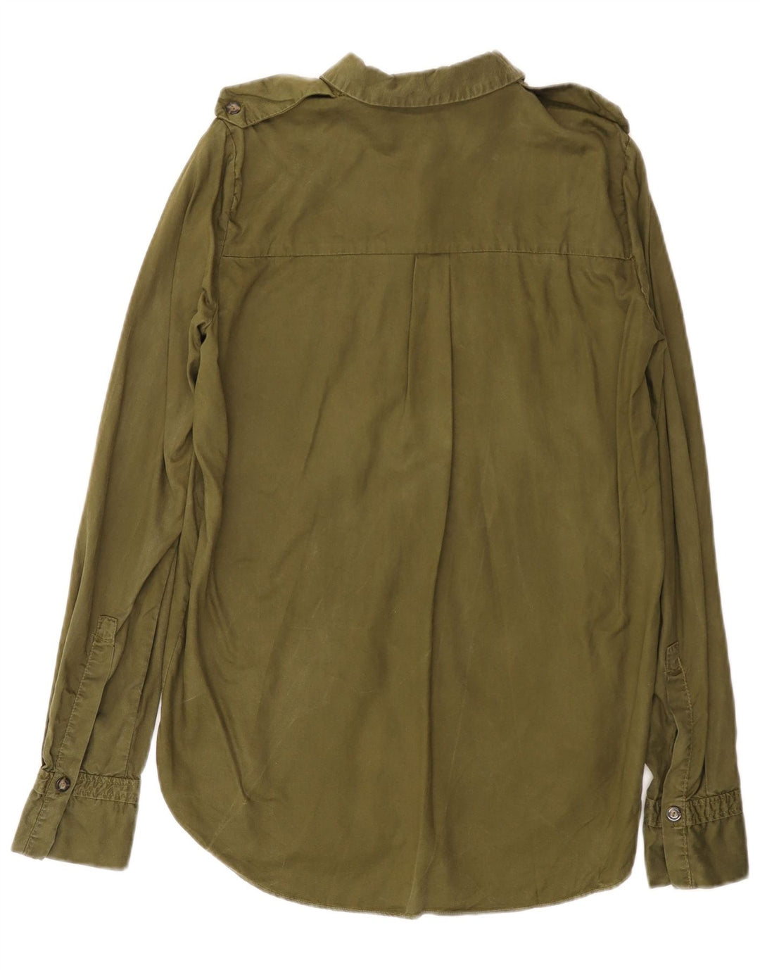 Camisa oversized feminina ZARA Longline Reino Unido 6 XS Khaki Lyocell