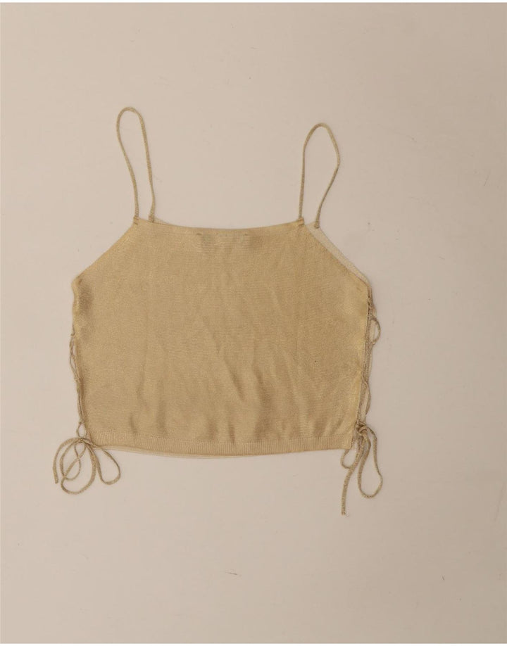 Zara Womens Crop Cami Top Reino Unido 12 Médio Bege