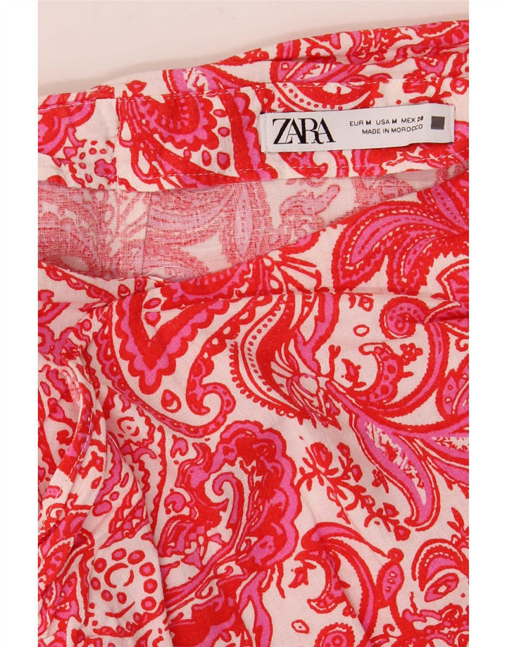 Mini saia feminina Zara médio W28 vermelho Paisley