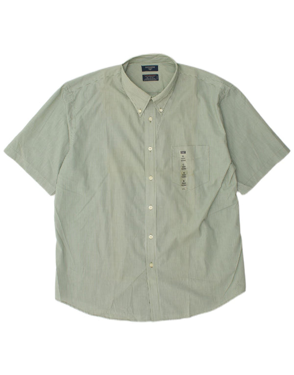 Camisa masculina DOCKERS Stain Defender tamanho 17 1/2 XL listra verde