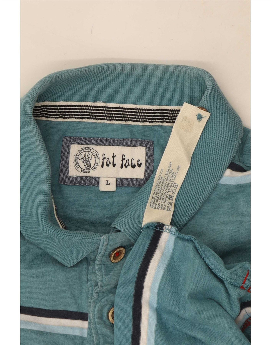 Camisa polo masculina Fat Face grande algodão listrado azul