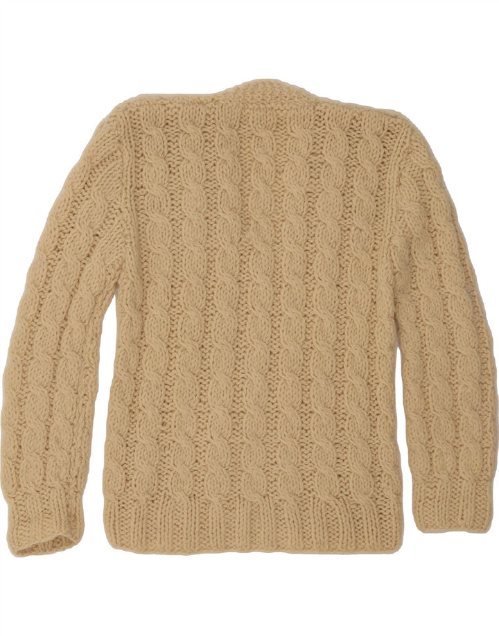 VINTAGE Womens V-Neck Jumper Sweater UK 14 Medium Off White Wool Vintage Vintage and Second-Hand Vintage from Messina Hembry 
