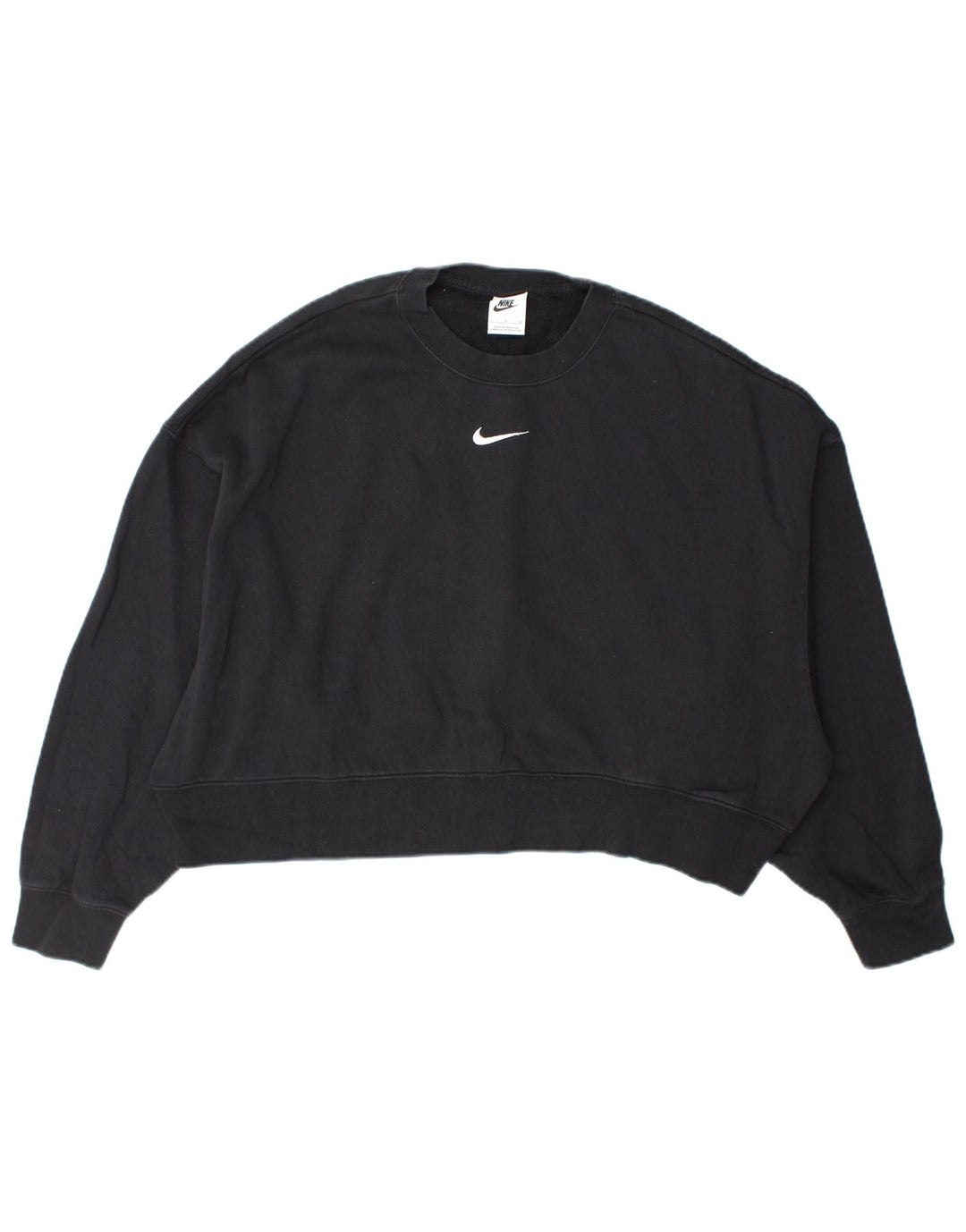 Nike feminino oversized moletom jumper reino unido 10 pequeno algodão preto