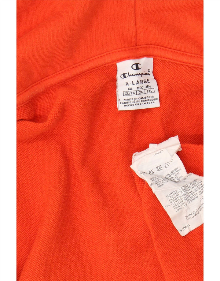 CHAMPION Suéter feminino com capuz e zíper gráfico UK 18 XL laranja bloco colorido
