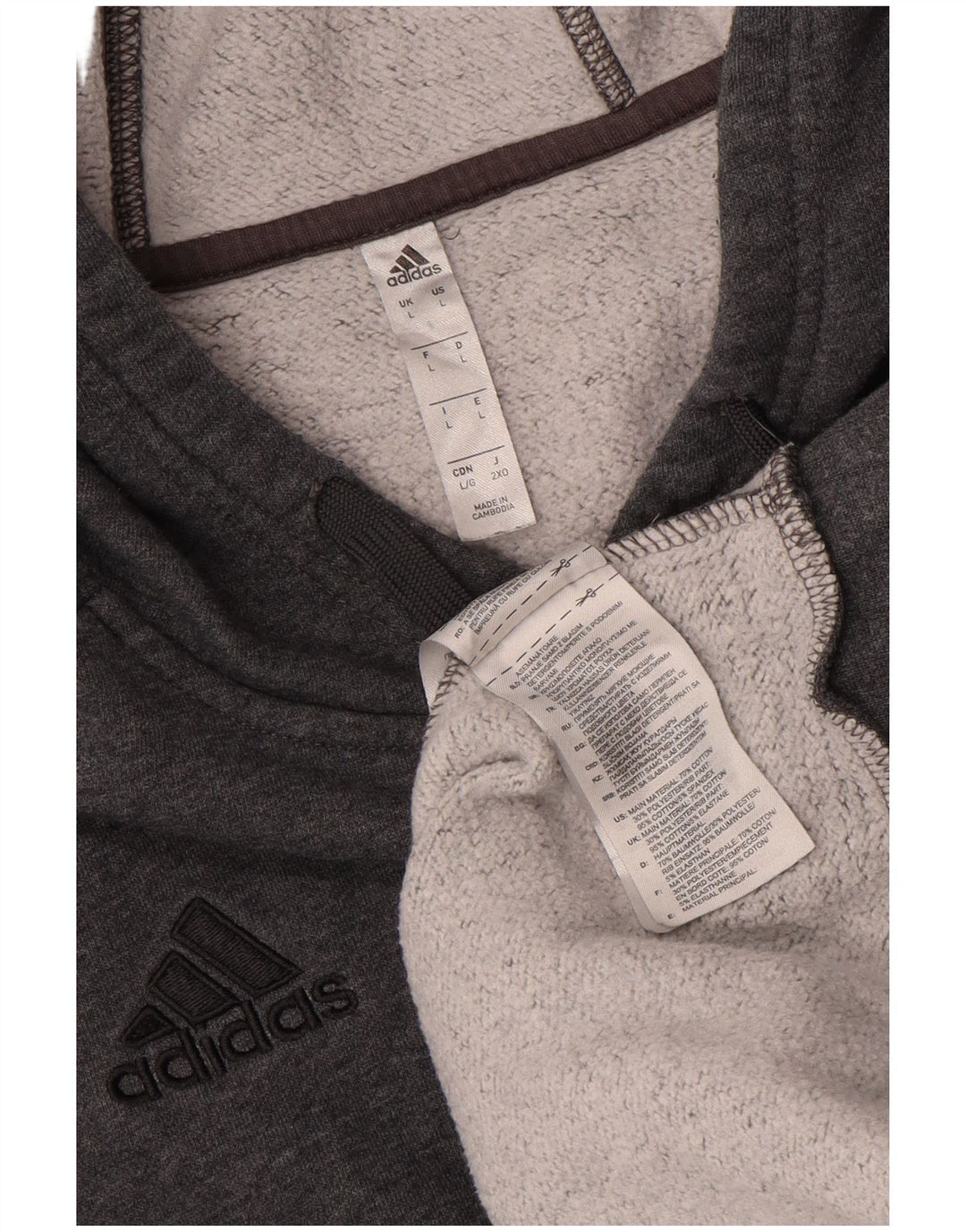 Adidas Mens Hoodie Jumper Grande Algodão Cinza