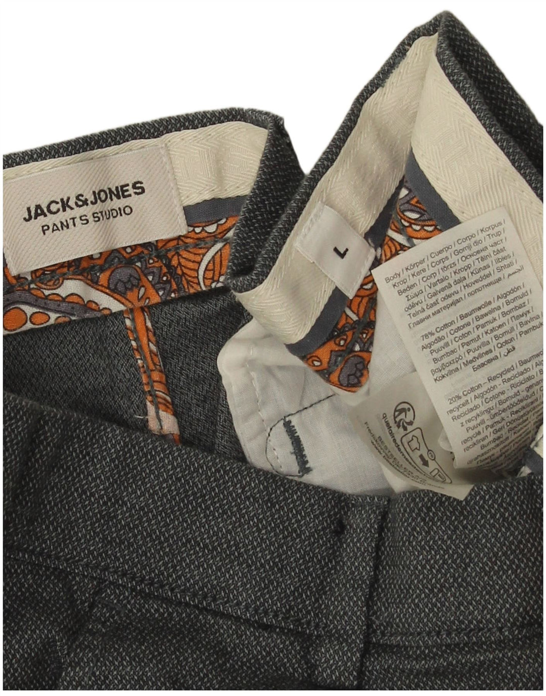 Shorts Chino Masculino Jack & Jones Grande W34 Algodão Manchado Cinza