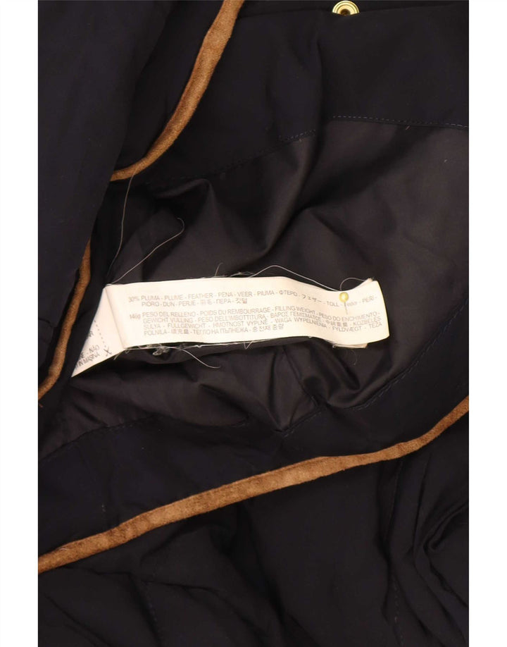 Jaqueta acolchoada com capuz feminino Zara UK 10 poliéster azul marinho pequeno