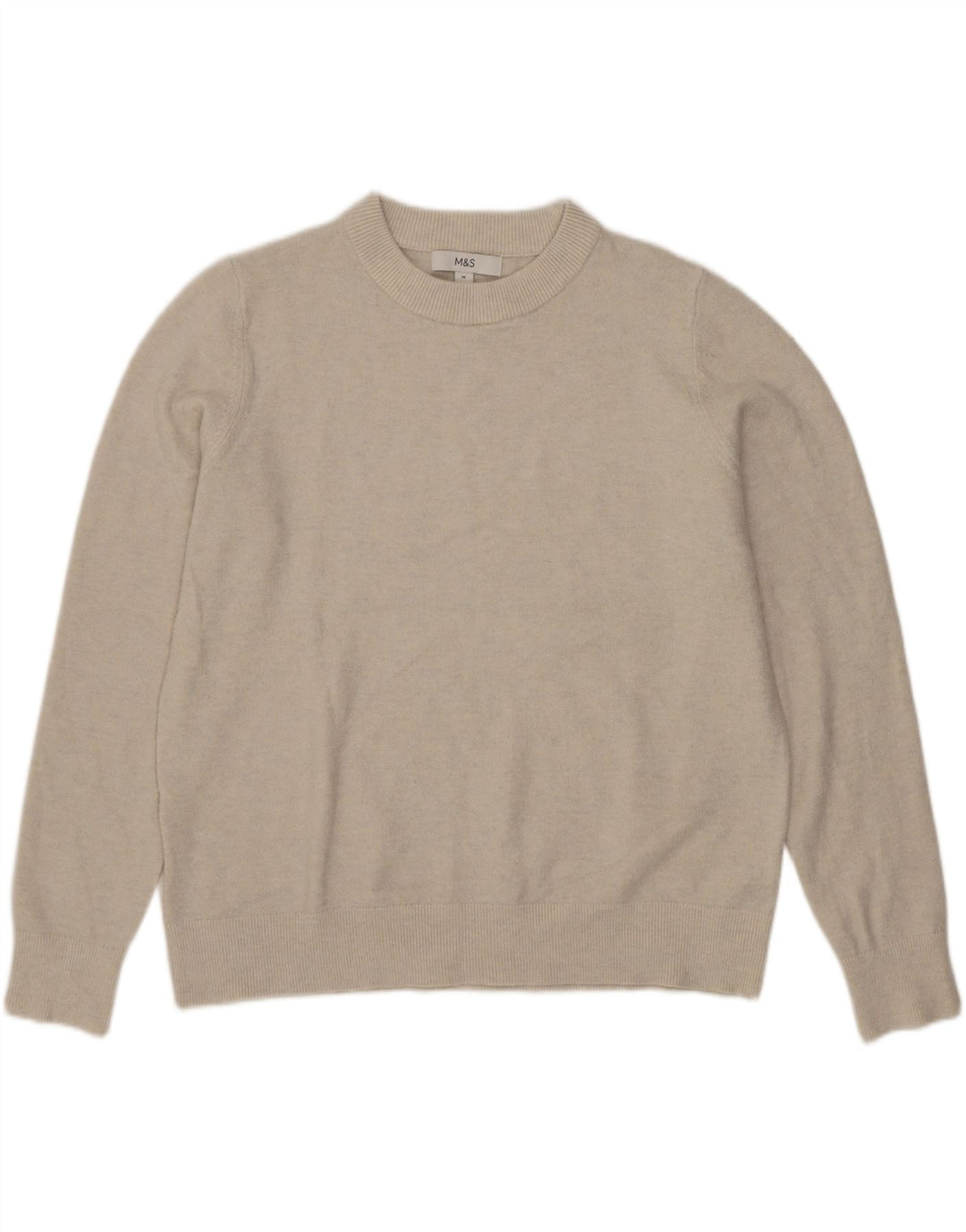 Suéter feminino Marks & Spencer com gola redonda Reino Unido 14 médio bege