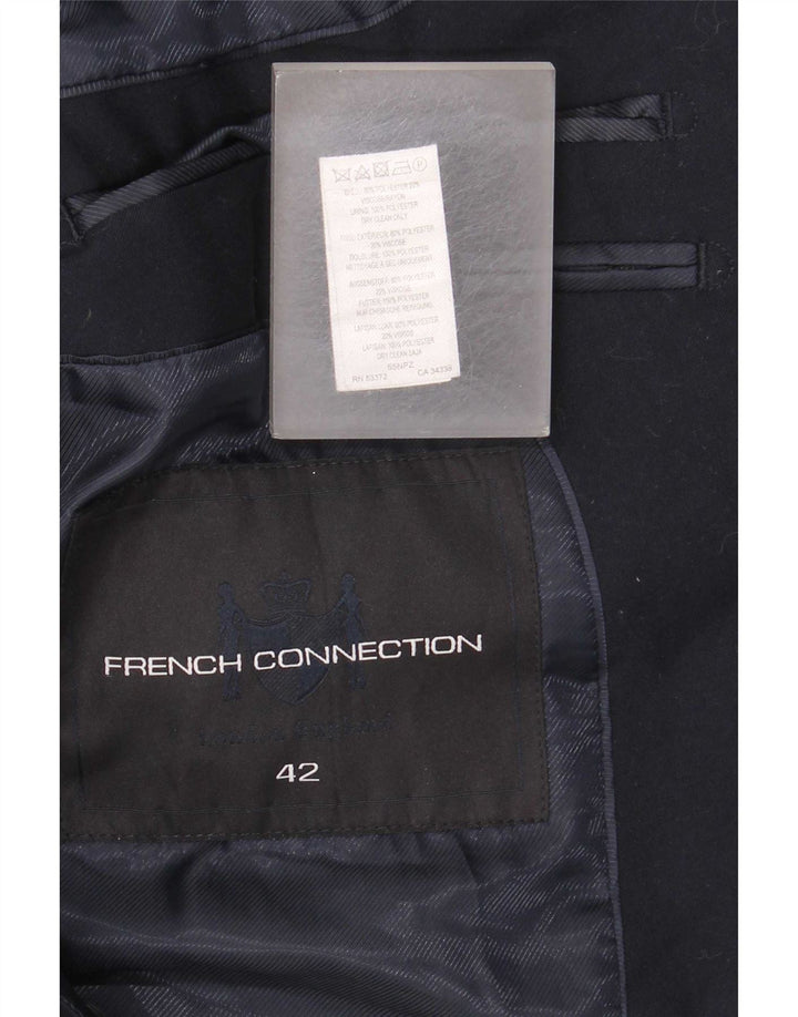 Jaqueta blazer masculina com 2 botões da French Connection UK 42 XL azul marinho poliéster