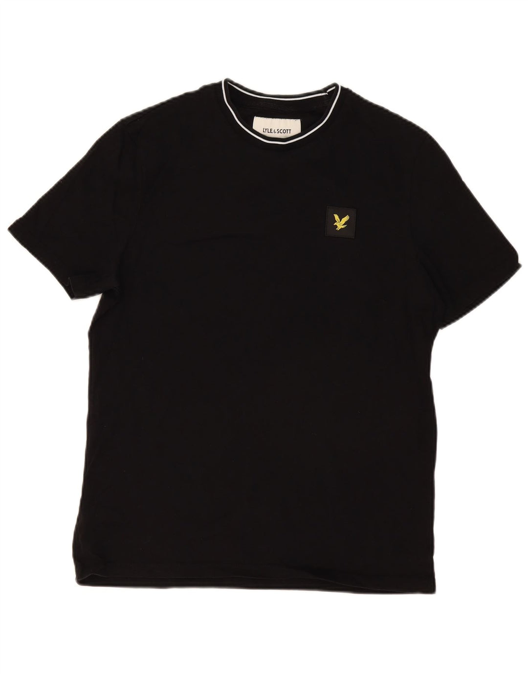 Lyle & Scott Camiseta masculina de ajuste relaxado, top pequeno de algodão preto