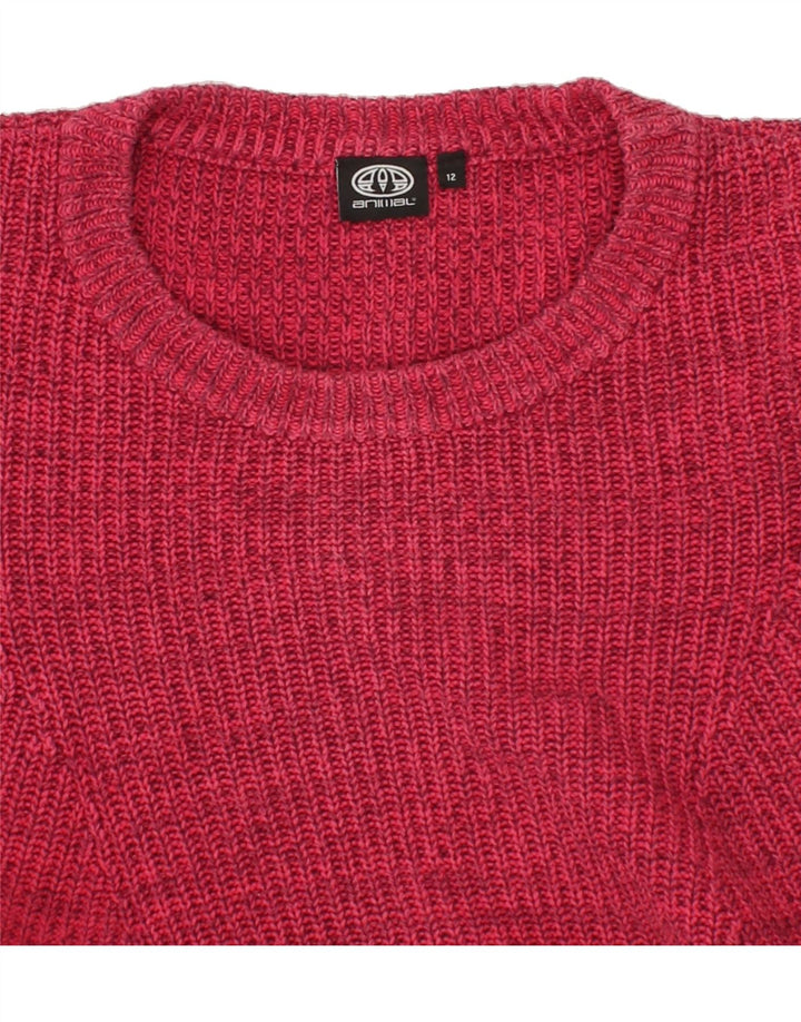 ANIMAL Womens Boat Neck Jumper Sweater UK 12 Medium Pink Cotton Vintage Animal and Second-Hand Animal from Messina Hembry 