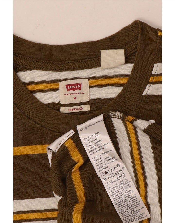 Camiseta masculina oversized LEVI'S de algodão listrado marrom médio