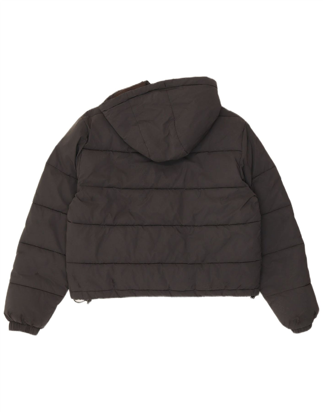 Jaqueta feminina Ellesse com capuz grande e acolchoada Reino Unido 8 pequena preta de nylon