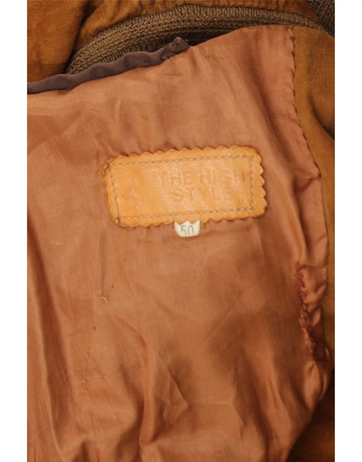 Jaqueta bomber masculina vintage de camurça IT 50 grande marrom